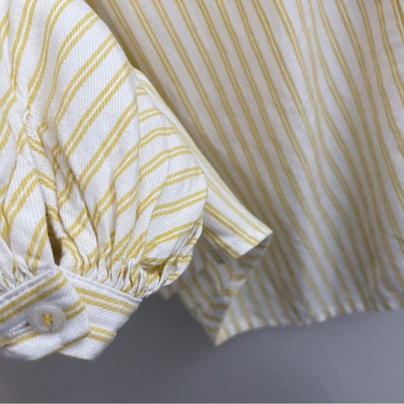 Anthropologie Maeve Off the Shoulder Top Banana Yellow with Puff Sleeves Coastal - Picture 6 of 9